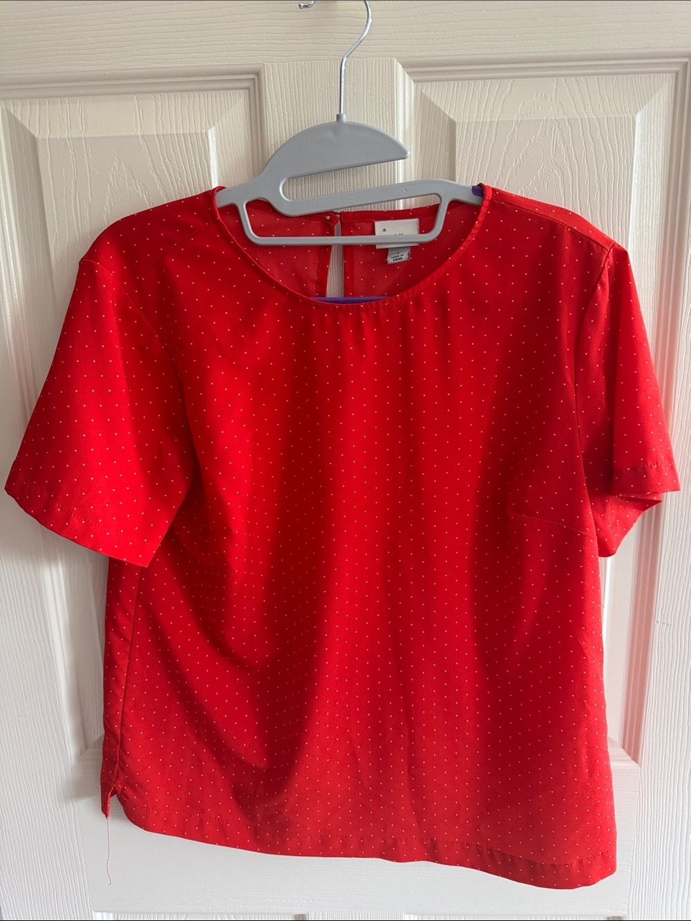 a new day Red Short-Sleeve Dot Print Top